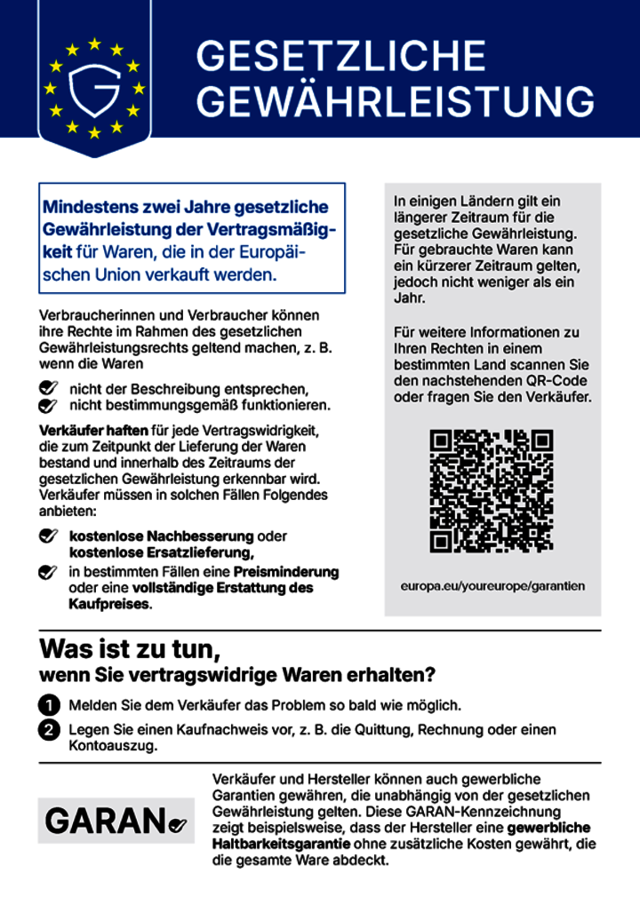 Ihre gesetzlichen Gewährleistungsrechte