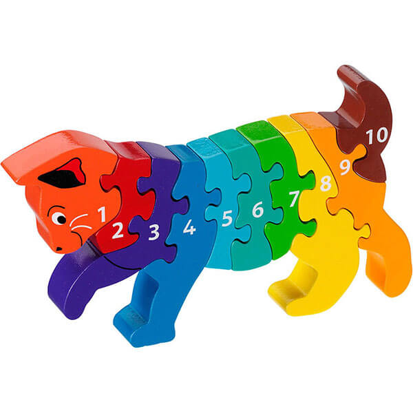 CONEN bunter Holz Puzzle Elefant Zahlen 1 bis 12 Rückseite one bis twelve 